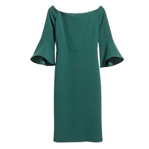 NWT H&M Emerald Green Off-Shoulder Women's Midi Dress Size XS